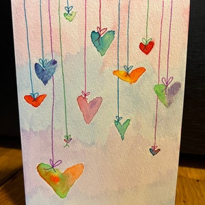 Hand Painted Floating Hearts Card