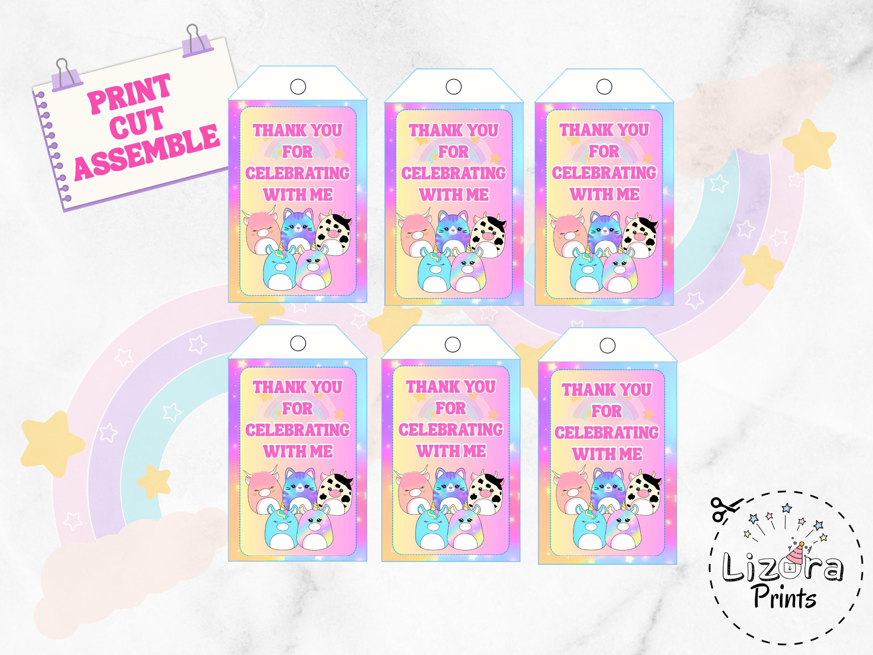 Squishmallow Birthday Party Favor Tags: Printable Thank You Tags (PDF ...