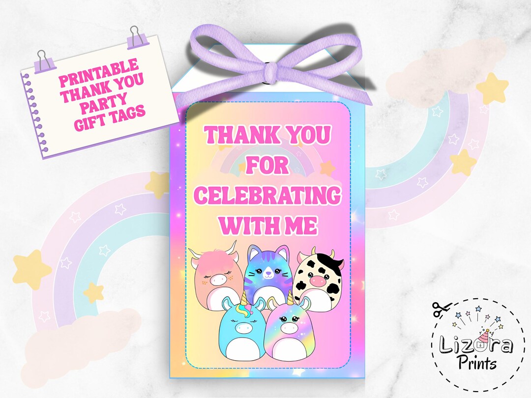 Squish Mallow Gift Tags Printable, Instant Download Party Favor Tags ...
