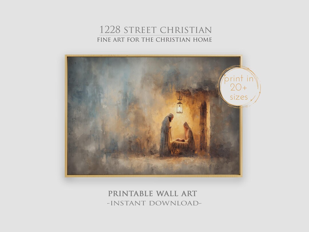 Christian Nativity Printable Wall Art, Digital Christian Wall Art ...