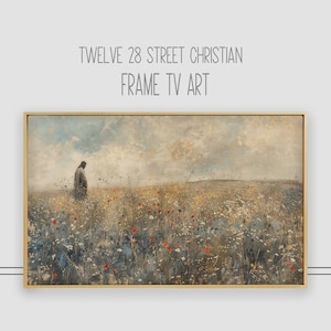 Jesus Christ Frame TV Art: Christian Wildflower Meadow (Digital Download)