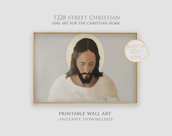Arte de parede cristã digital de Jesus Cristo, download instantâneo, arte para imprimir.