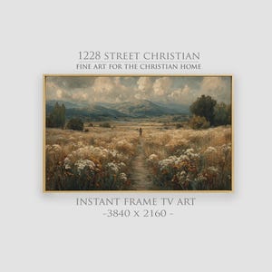 Jesus Walking Through Wildflowers Frame TV Art: Autumn Landscape (Digital Download
