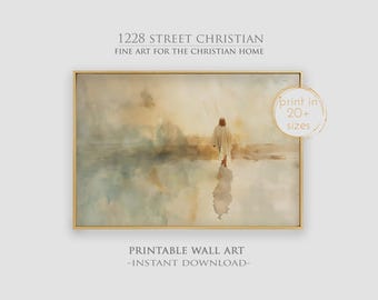 Jesus walking on water Digital Christian Wall Art, Instant Download, Printable Artwork