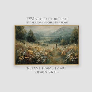Jesus Mountain Meadow Frame TV Art: Wildflower Valley Christian Scene (Digital Download