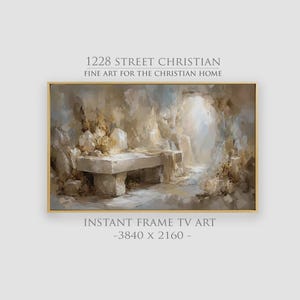 Arte de TV con marco de tumba vacía: Obra digital cristiana de Pascua de Resurrección