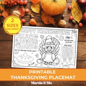 Thanksgiving Placemat, Thanksgiving Printable Placemat, Thanksgiving kids activity, Thanksgiving coloring page, Instant Download (PM12)