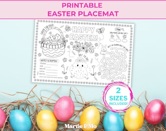 Easter Placemat, Easter Printable Placemat, Easter coloring page, Easter kids activity, Instant Download (PM7)