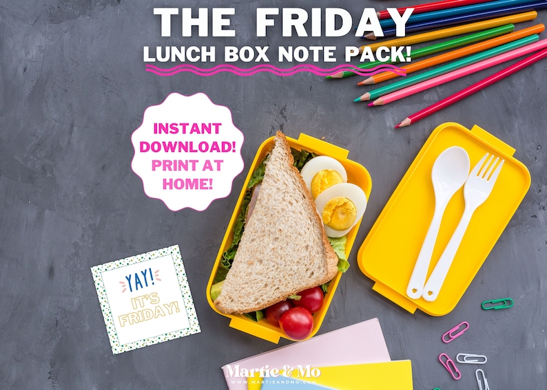 Lunch Box FRIDAY Notes, Kids Lunchbox Notes, Printable Lunch Box Notes ...