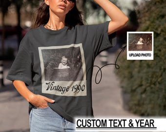Personalisiertes 30. Geburtstags-Shirt, individuelles Shirt mit Bild personalisiert, Vintage Foto und Jahres-Shirt, TSS-Shirt, benutzerdefiniertes Foto