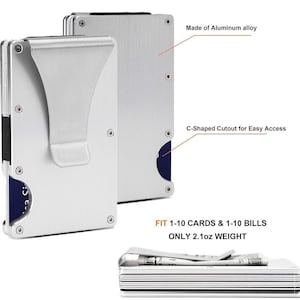 Billetera minimalista grabada con láser con bloqueo RFID para hombres, tarjetero delgado