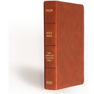 Biblia de referencia personal de tamaño grande con letra NASB, cuero Touch en color siena quemado, letras rojas, Biblia grabada, Biblia personalizada, regalo de bautismo