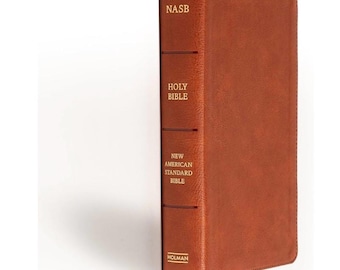 NASB Large Print Personal Size Reference Bible, Burnt Sienna LeatherTouch, Red Letter, Engraved Bible, Personalized Bible, Baptism Gift