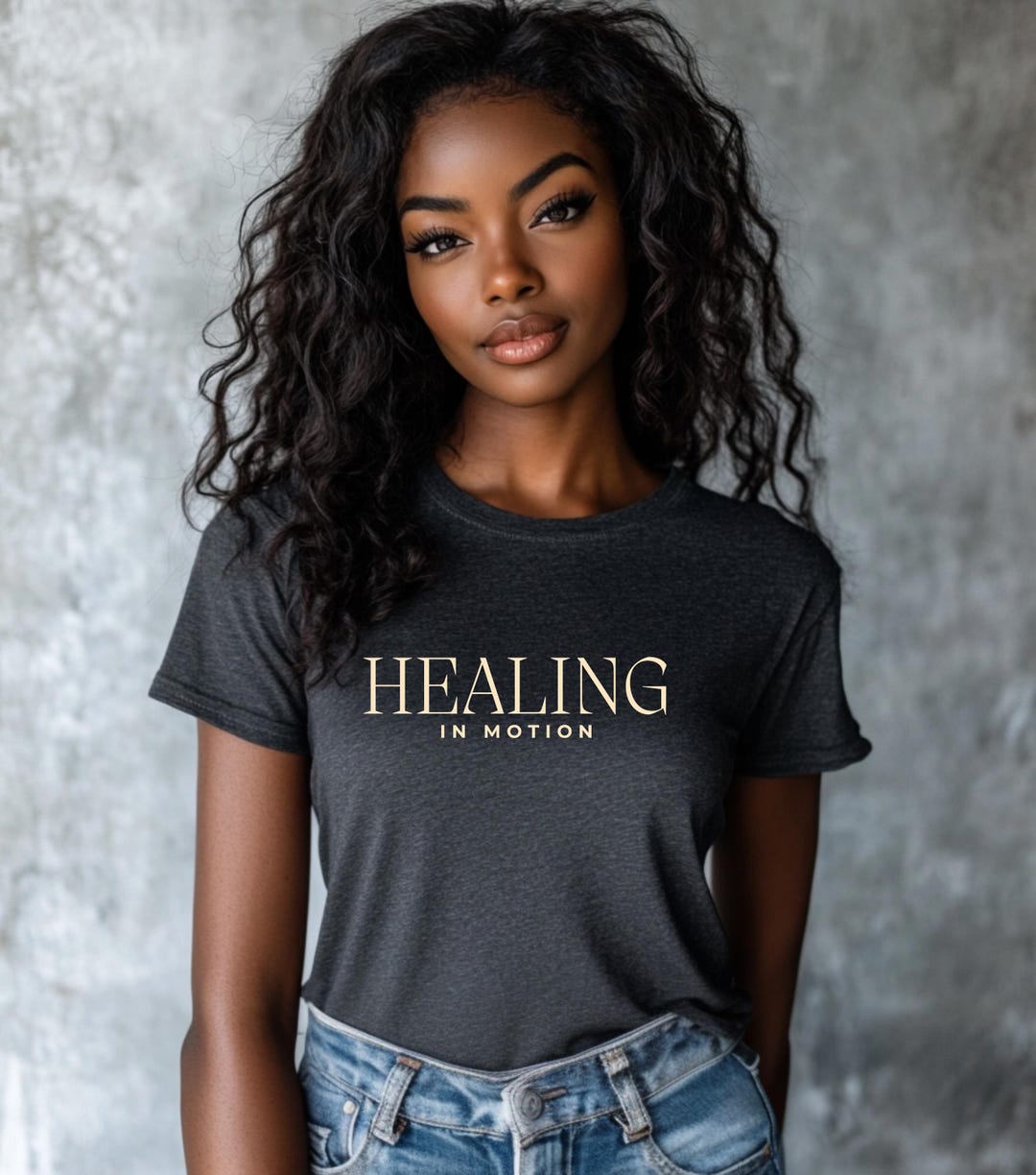 Healed Scripted Text Healing Script Tee | Minimal Gold Text, Small Star Accent - Etsy