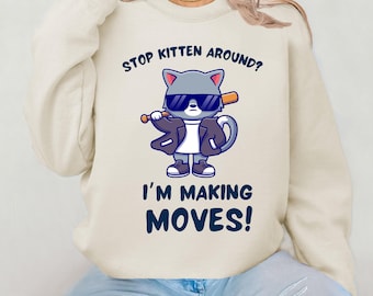 Sudadera divertida con gato, gatito haciendo movimientos, regalo para amantes de los gatos