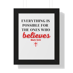 Inspirational Framed Vertical Poster, Motivational Wall Art, Christian Decor, Home Office Wall Decoration, Gift for Believers