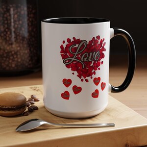 Valentine Love All Around Us, Heart Pattern Ceramic Cup, Romantic Gift, Coffee Lover Present, Tea Mug, Gift for Her, Gift for Him