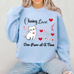 Sudadera con Gato, Regalo para Amantes de los Gatos, Suéter Acogedor con Animales, Suéter de Cuello Redondo Felino, Suéter de Gatito, Top Cómodo con Gatito