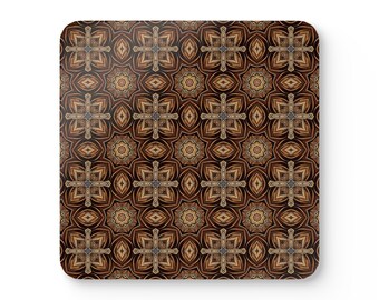 Boho Brown Corkwood Coaster Set