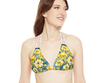 Spring Flowers Strappy Triangle Bikini Top