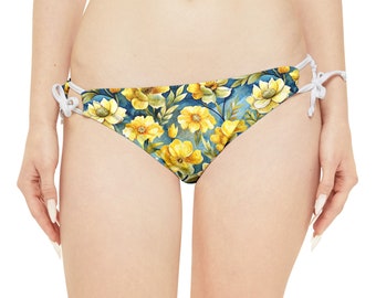 Spring Flowers Loop Tie Side Bikini Bottom
