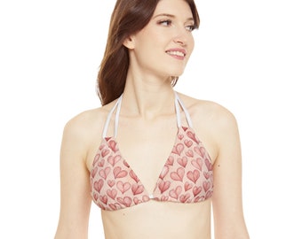 Hearts to You Strappy Triangle Bikini Top