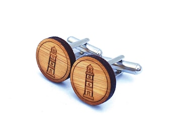 Lighthouse Cufflinks. Nautical Cufflinks. Wood Cufflinks. Groomsmen Gift. Groom Gift. Gift For Men. Mens Gift. Gifts For Dad. Gifts Under 25