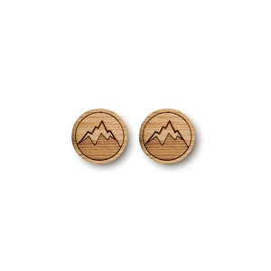 Mini Mountain Earrings. Wood Earrings. Stocking Stuffer. Mountain Mama. Bamboo Earrings. Gifts For Her. Gift For Women. Mountain Girl. PNW