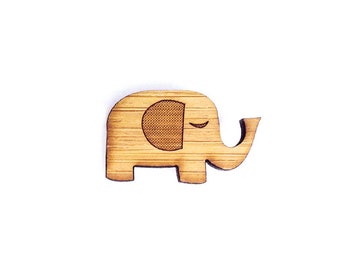 Cute Little Elephant Pin. Elephant Pin. Bamboo Pin. Wood Pin. Bamboo Pin. Laser cut Pin. Gifts under 20. Gifts for her. Elephant. Pachyderm