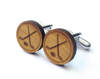 Ice Hockey Cufflinks. Hockey Cufflinks. Wood Cufflinks. Groomsmen Gift. Groom Gift. Gift For Men. Mens Gift. Gifts For Dad. Gifts Under 25.