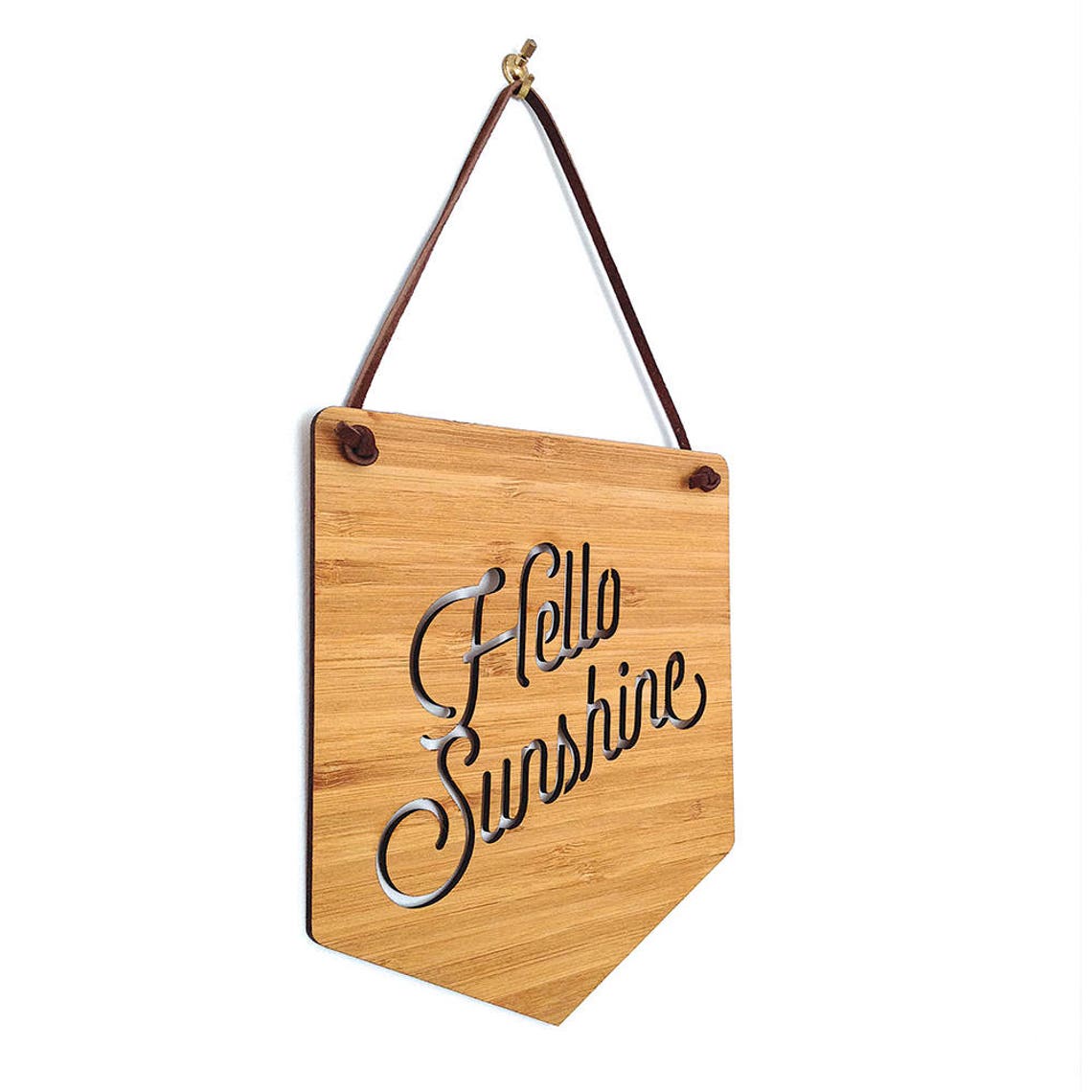 Hello Sunshine Wall Hanging. Wood Pennant. Wood Banner. Laser Etsy