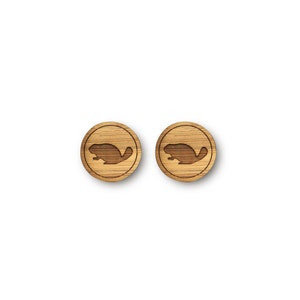 Beaver Earrings. Wood Earrings. Stocking Stuffer. Laser Cut Earrings. Bamboo Earrings. Gifts For Her. Gifts For Women. Canadian Earrings image 1