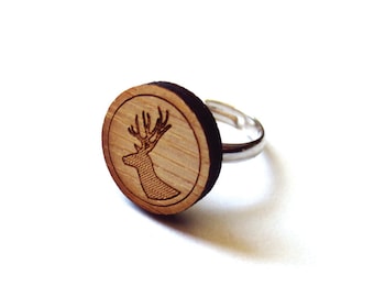 Deer Stag Ring. Deer Ring. Stag Ring. Reindeer Ring. Wood Ring. Gifts Under 25. Gift for Her. Deer Jewelry. Friend Gift. Girlfriend Gift.