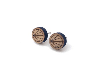 Walnut Geometric Earrings. Geometric Earrings. Wood Earrings. Minimalist. Stocking Stuffer. Circle. Gifts For Her. Circle Earrings. Wood