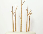 Trees Cake Topper Set - Bamboe - Bruidstaart Topper - Rustieke Bruiloft - Modern Wedding