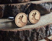 Deer Cufflinks. Stag Cufflinks. Wood Cufflinks. Stag Head. Deer Head. Groomsmen Gift. Groom Gift. Gift For Men. Mens Gift. Gifts For Dad.