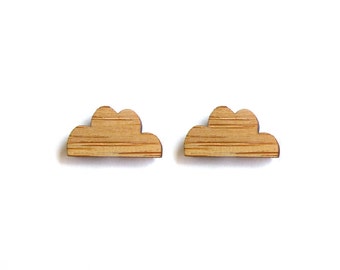 Cloud Earrings. Raincloud Earrings. Wood Earrings. Stud Earrings. Laser Cut Earrings. Gifts For Mom. Gifts For Her. Gifts Under 20. Cloudy