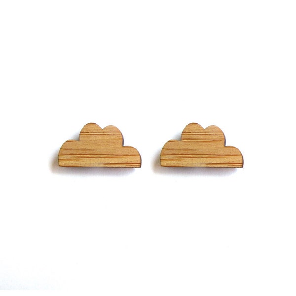 Cloud Earrings. Raincloud Earrings. Wood Earrings. Stud Earrings. Laser Cut Earrings. Gifts For Mom. Gifts For Her. Gifts Under 20. Cloudy