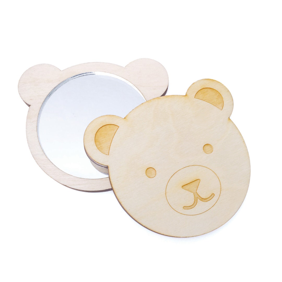 Teddy Bear Pocket Mirror. Pocket Mirror. Wood Mirror. Mirror. Laser Cut ...