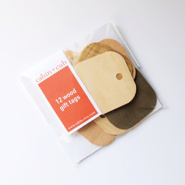 Wood Gift Tag Set - Set of 12 Tags