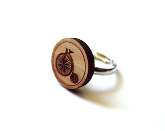 Pennyfarthing Ring. Bicycle Ring. Bike Ring. Wood Ring. Gifts Under 25. For Her. Cyclist Gift. Cycling Ring. Bike Jewelry. Girlfriend Gift