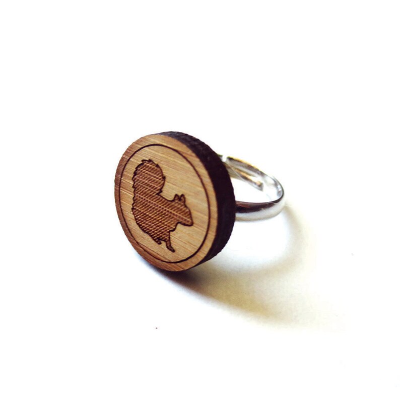 Smart Squirrel Ring. Squirrel Ring. Wood Ring. Gifts Under 20. Adjustable Ring. Laser Cut Ring. Gift For Her. Girlfriend Gift. Chipmunk Ring image 1