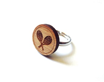 Tennis Ring. Wood Ring. Gifts Under 25. Gift for Her. Tennis Jewelry. Friend Gift. Girlfriend Gift. Mom Gift. Laser Cut Ring. Tennis Gifts.