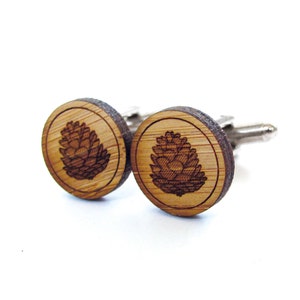 Rustic Pinecone Cufflinks. Pine Cones. Wood Cufflinks. Groomsmen Gift. Groom Gift. Gift For Men. Mens Gift. Gifts For Dad. Gifts Under 25.