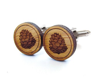 Rustic Pinecone Cufflinks. Pine Cones. Wood Cufflinks. Groomsmen Gift. Groom Gift. Gift For Men. Mens Gift. Gifts For Dad. Gifts Under 25.