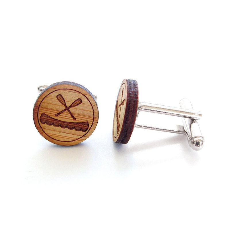 Canoe and Paddles Cufflinks. Canoe Cufflinks. Nautical. Wood Cufflinks. Groomsmen Gift. Groom Gift. Gift For Men. Mens Gift. Gifts For Dad. image 3