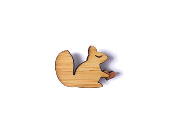 Cute Little Squirrel Pin. Squirrel Pin. Bamboo Pin. Wood Pin. Bamboo Pin. Laser cut Pin. Gifts under 20. Gifts for her. Chipmunk Pin