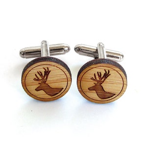 Deer Cufflinks. Stag Cufflinks. Wood Cufflinks. Stag Head. Deer Head. Groomsmen Gift. Groom Gift. Gift For Men. Mens Gift. Gifts For Dad. image 3