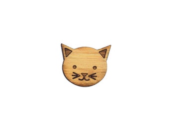 Cute kitty pin. Cat Pin. Wood Pin. Wood Lapel Pin. Tie Pin. Lapel Pin. Feline Pin. Cat Lady. Cat Lover. Kitten Pin. Kitty Cat. Meow Pin.