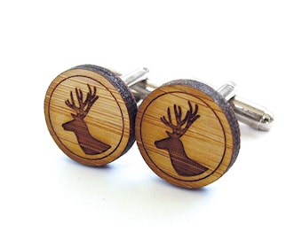 Deer Cufflinks. Stag Cufflinks. Wood Cufflinks. Stag Head. Deer Head. Groomsmen Gift. Groom Gift. Gift For Men. Mens Gift. Gifts For Dad.